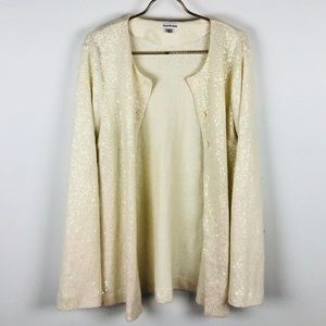 Joan Rivers | Cream Iridescent Sequined Cardigan